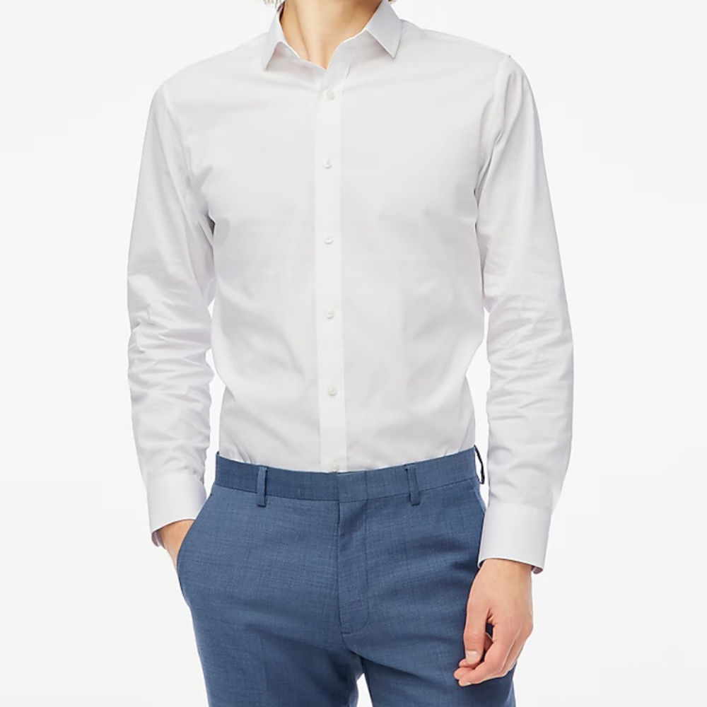 NWT J. Crew Men's Tailored Performance Dress Shirt Long Sleeve White Size 17/35